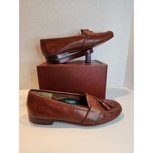 Men's Sz 9 W Nettleton Dark Brown S Tassel Loafers Shoes Woven Leather India